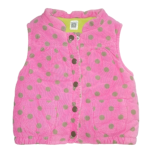 Carter's Cute Polka Dot Corduroy Vest Girls Sz. 24 Mos. Fleece Lined Snaps Warm!